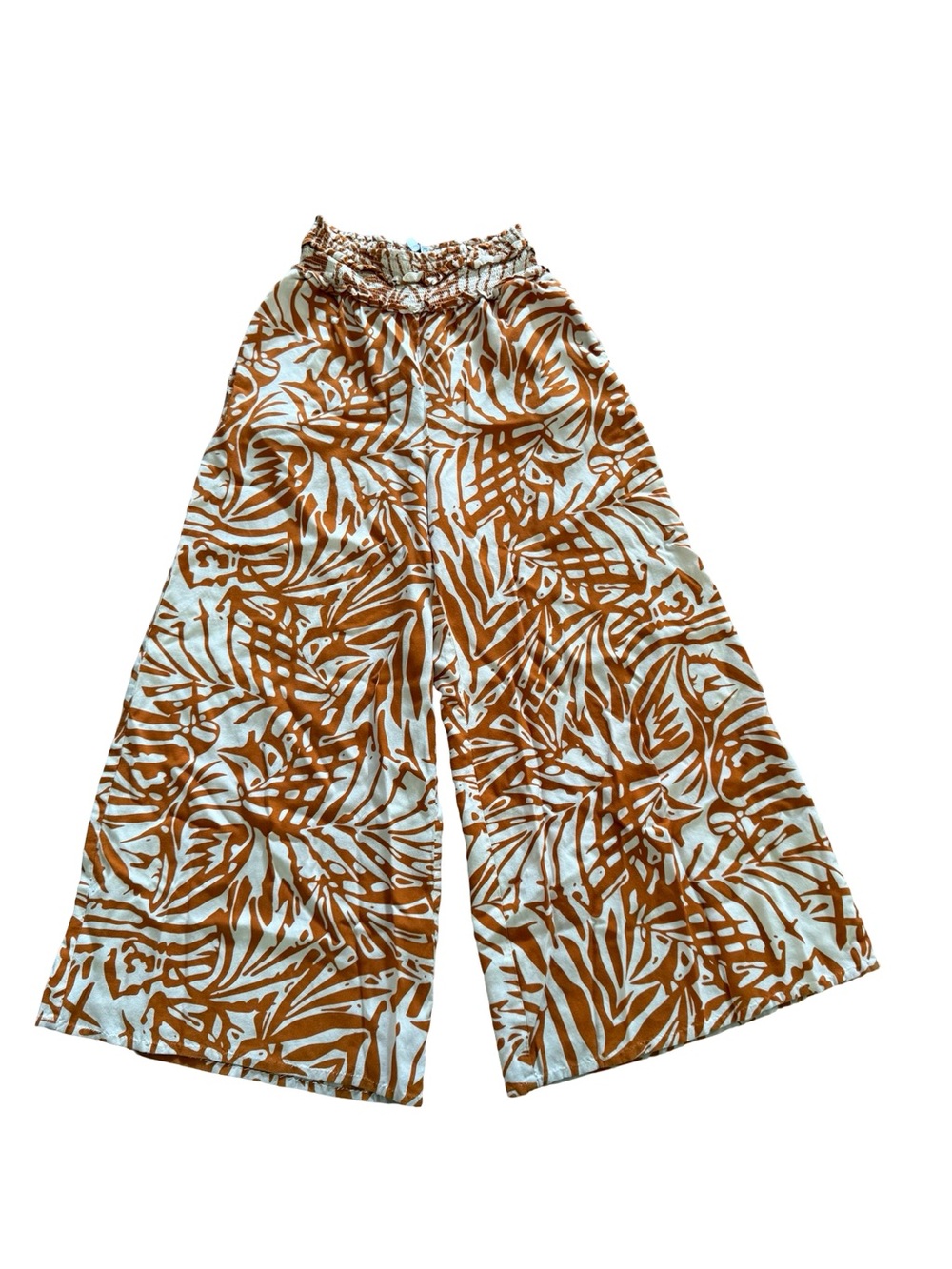 Patrons Of Peace Tropical Palm Print Palazzo Pants XS Boho Wide Leg Rayon